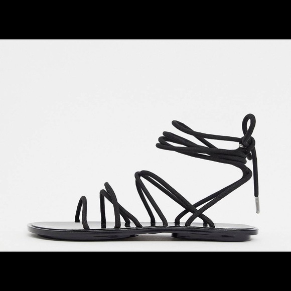 🛑SOLD🛑 Start Sporty Tie Jelly Sandals on Black - Picture 3 of 5